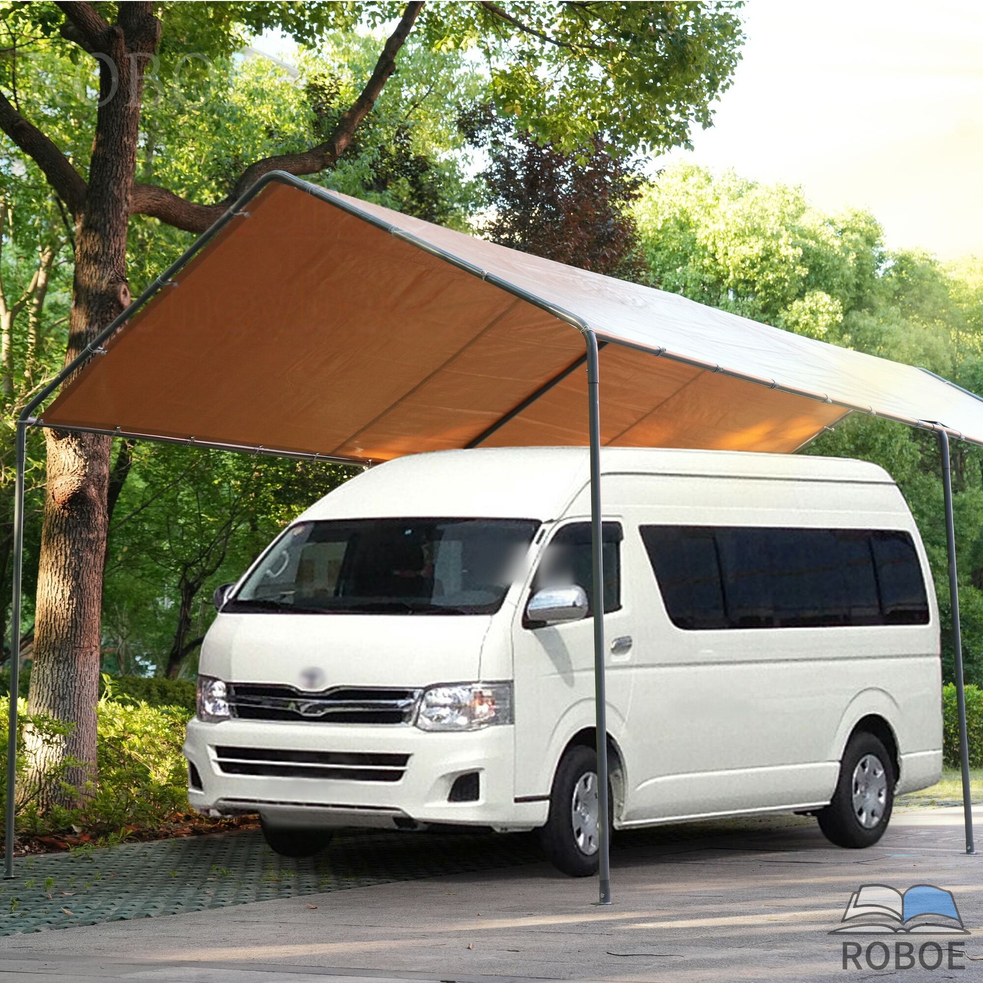 Rakuten - 【UPF50+UVカット&防雨】テント 車庫テント ガレージテント 車庫 お祭り 倉庫 奥3m×幅6m×高さ2.82m ガレージテン