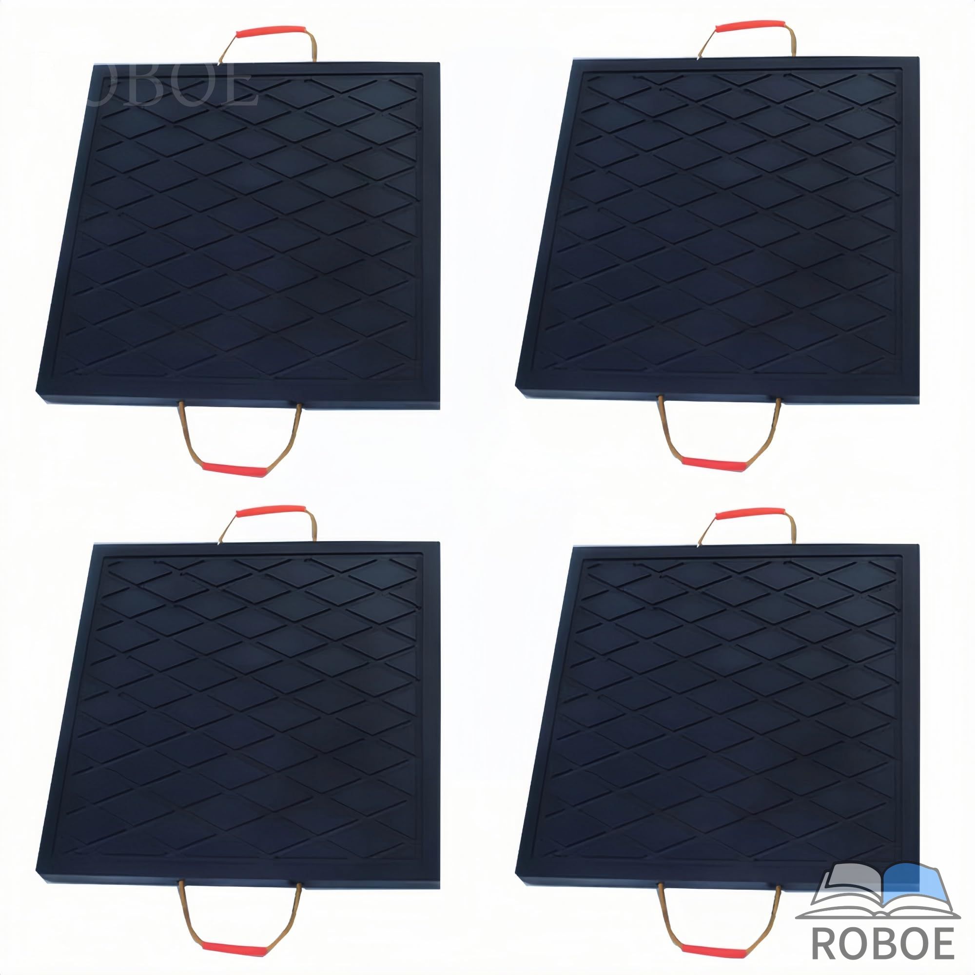 樂天商城 - 4pcs アウトリガー パッド ベース、オフロードベース パッド ゴム ハンドル付き ジャッキの持ち上げと沈み込みを低減 、耐食性/耐老化性