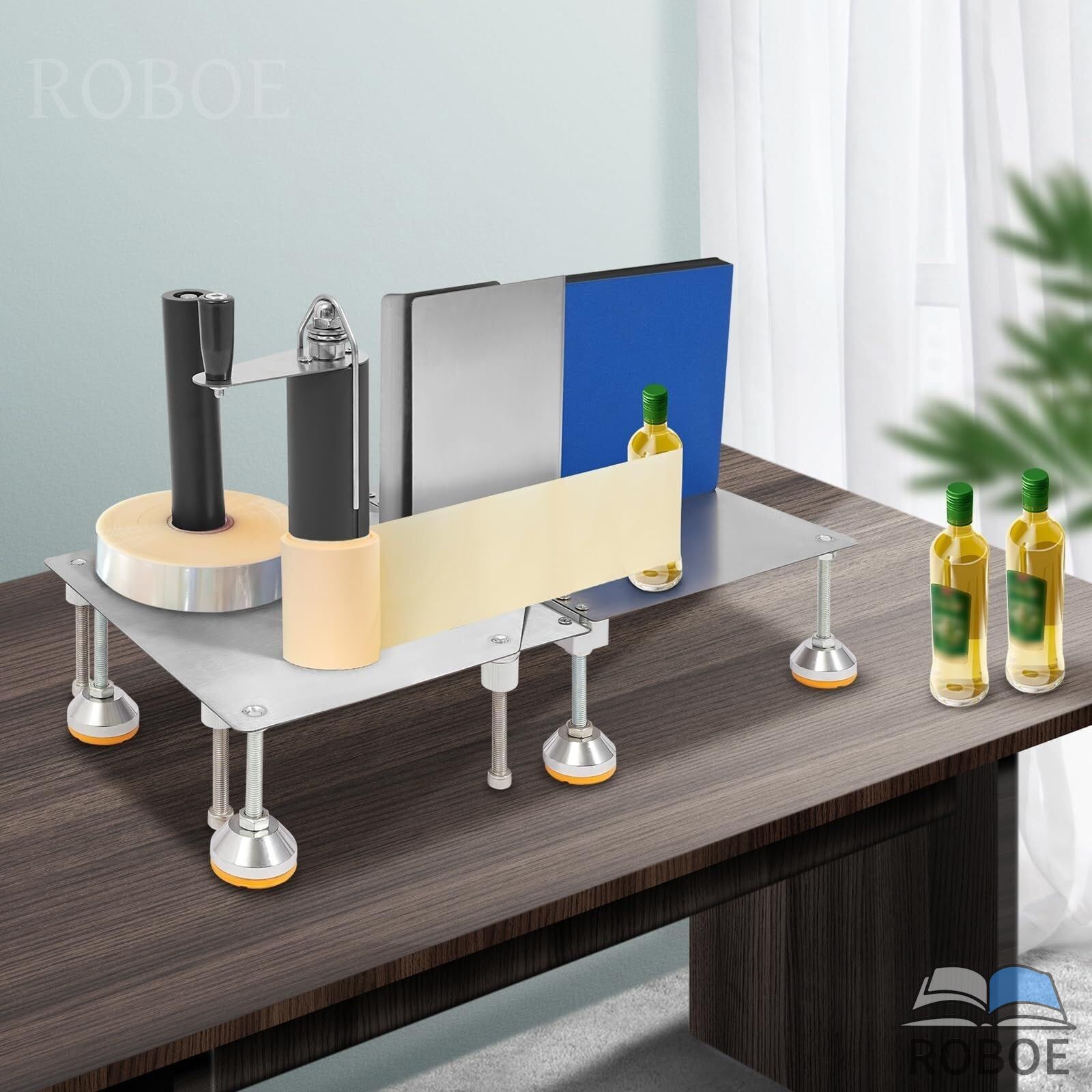 Rakuten - 卓上ボトルラベリングマシン、マルチシェイプラベルアプリケーター、対応ボトル高さ最大22cm、ボトルラベラー、手動速度調整可能、使い