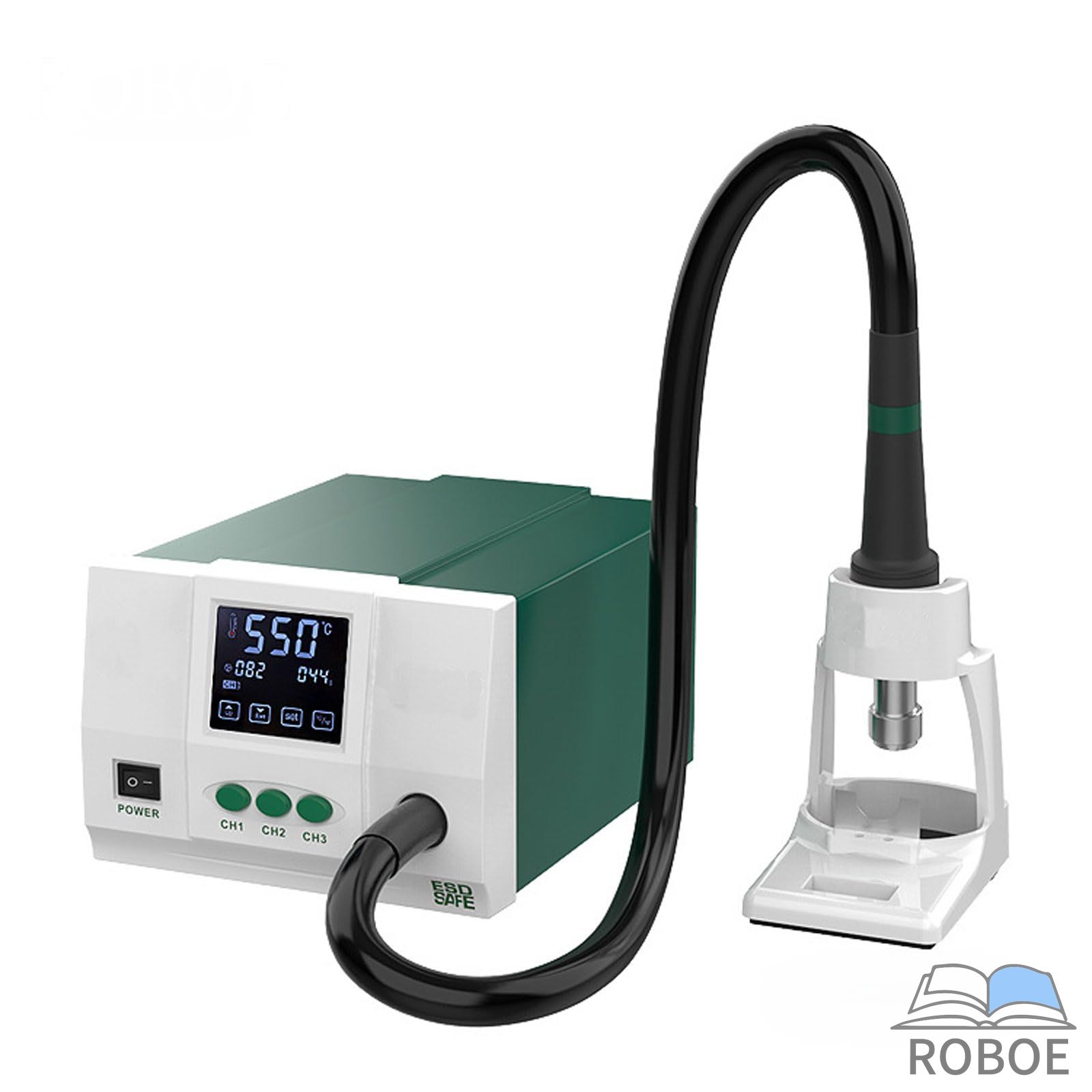 Rakuten - 1200Wデジタルディスプレイはんだ除去ステーション、100～550℃プロフェッショナルホットエアリワークステーション、100の風量レベル、