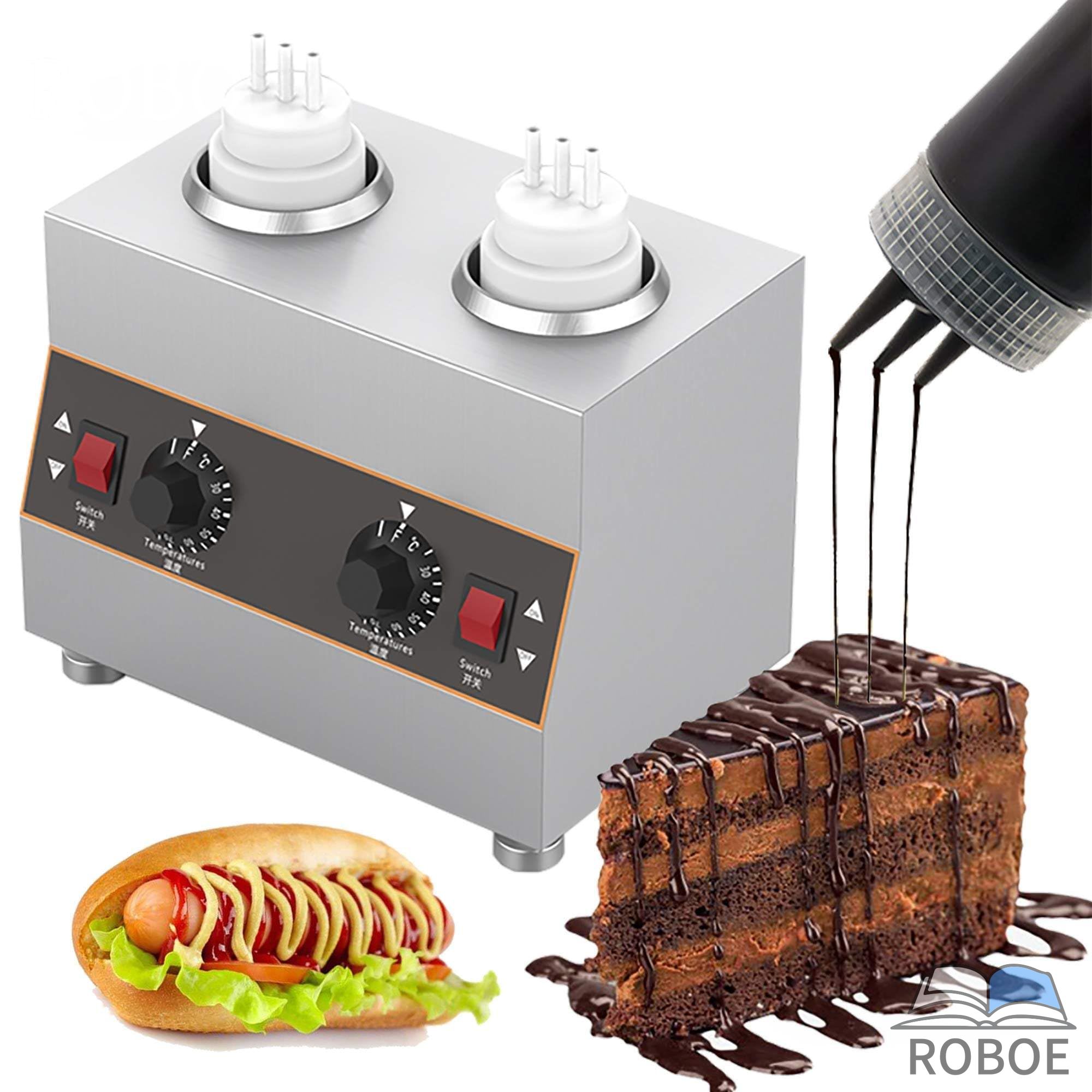 Rakuten - 商業電気チーズソースウォーマーカウンタートップ食品ソースウォーマー多機能、トッピングボトルウォーマーホットチーズソースメルター