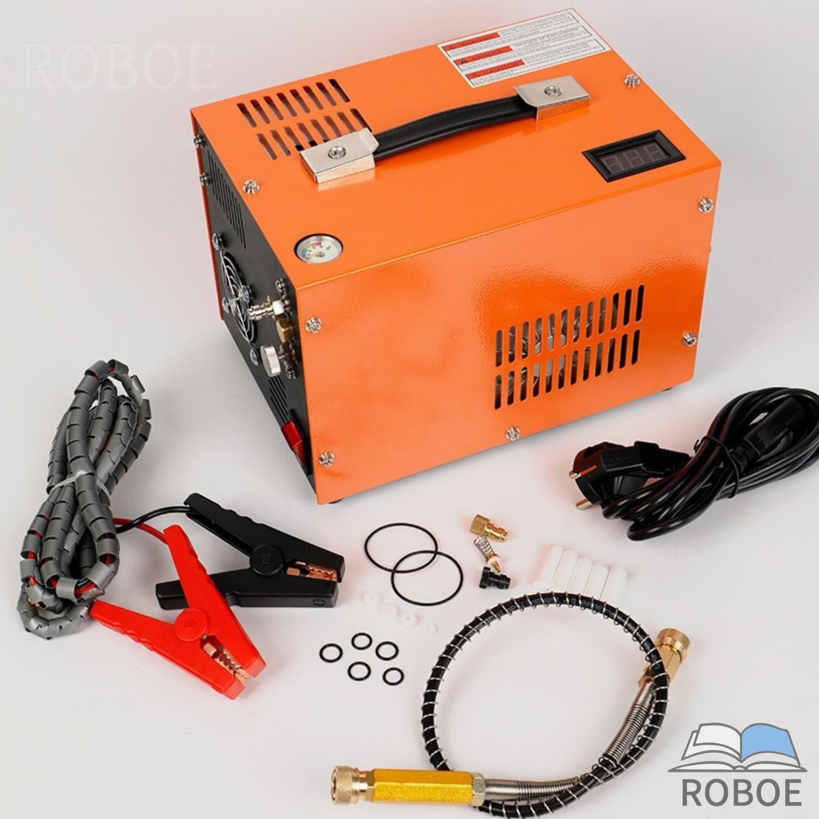 樂天商城 - 新登場PCP エアコンプレッサー、4500psi 30MPa DC 12V または 110v AC 高圧エアポンプ 電源アダプター内蔵、自動シャットオフ オイル/ウ