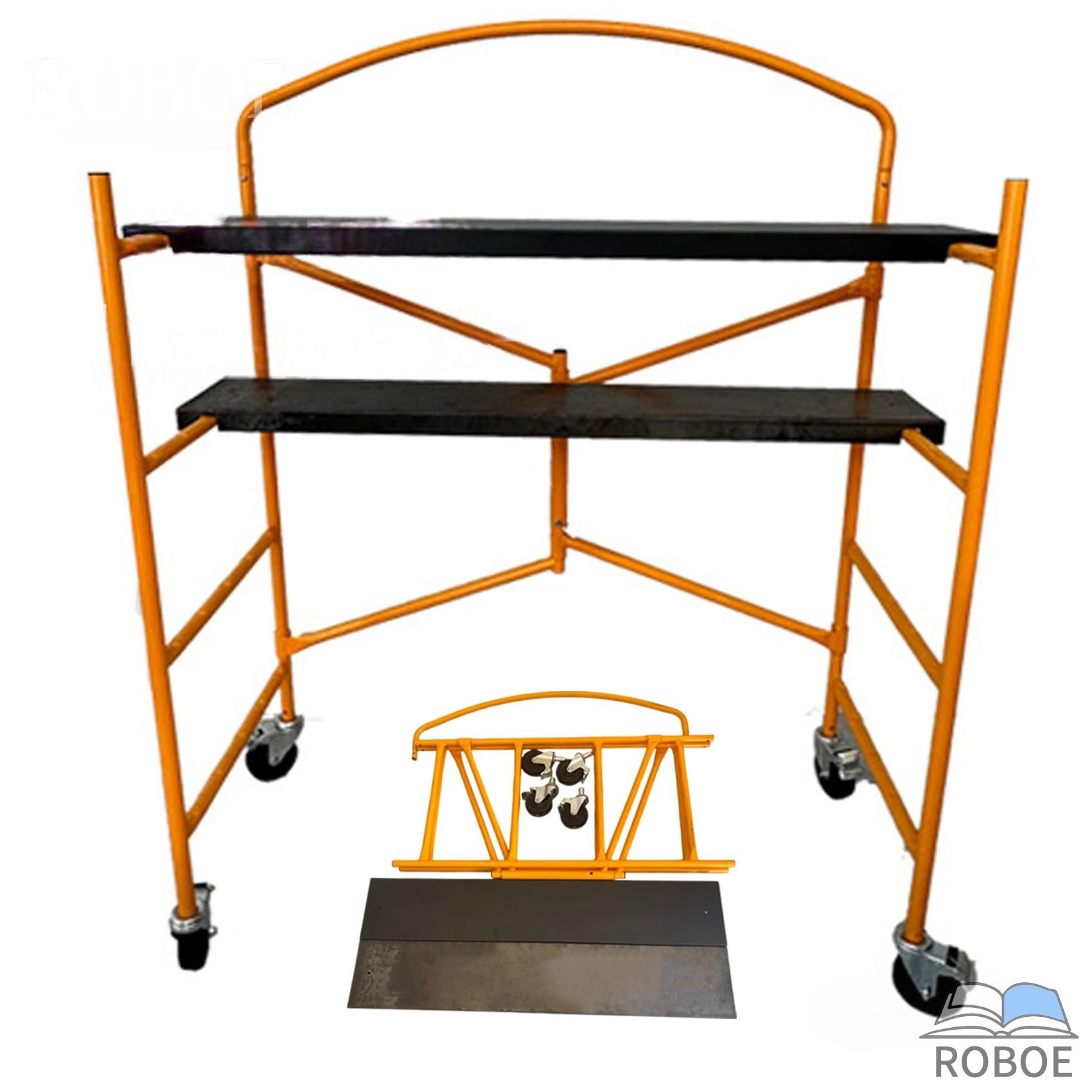 Rakuten - 足場 折りたたみ足場台 高所作業台 作業用踏台 115*53*155cm ブレーキ付きキャスター 耐荷重250KG ローリングタワー 組み立て簡単 厚鋼