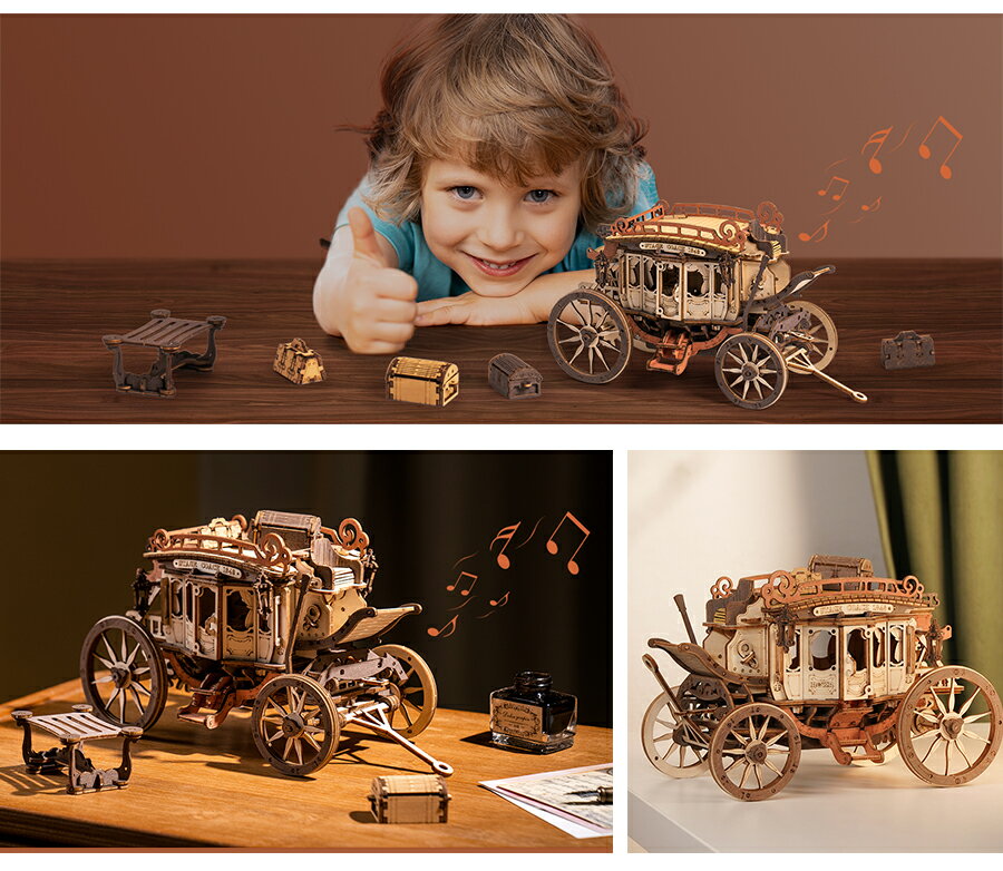 立体パズル 木製 3D ウッドパズル ROKR メカニカル 可動式モデル オルゴール 工作キット DIY クラフト 組み立て 暇つぶし 知育玩具 子供 大人向けの木製モデル 誕生日 クリスマスプレゼント-AMKA1 3