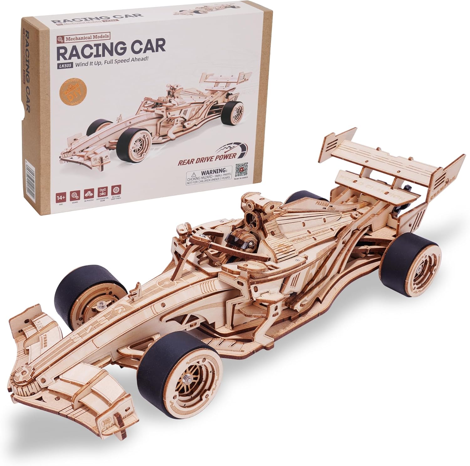 【898円OFF定価5990円】立体パズル 3D 木製 パズル ROBOTIME F1レーシングカー メカニカル 可動式モデル マルチ遊び方 工作キット DIY クラフト 組み立て 暇つぶし 知育玩具 男の子 女の子 大人 子供へのギフト 誕生日 クリスマス プレゼント 贈り物