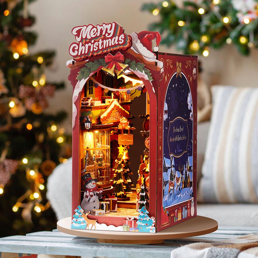 【P10倍】ブックヌック キット DIY 立体パズル クラフト 木製手作りキット ミニチュア ドールハウス キット ブックスタンド 組み立て本棚装飾 LEDスイッチングライト ミニチュアハウス ミニワールド 初心者や中学生でも単独で可能 クリスマス プレゼントに最適 公式販売