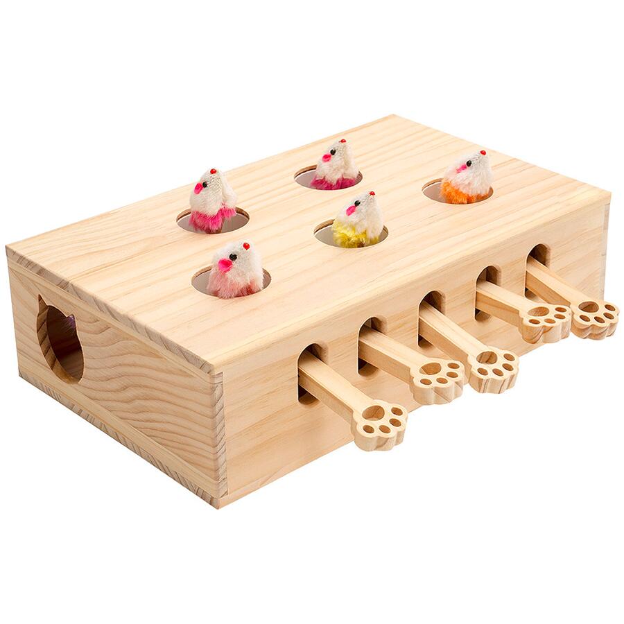 【全店10%OFFクーポン発行】猫 おもちゃ もぐら 猫じゃらし モグラ叩き 猫遊び 猫じゃれ モグラ叩き 木箱 猫じゃらし 知育 おもちゃ ペットグッズ MEWOOFUN