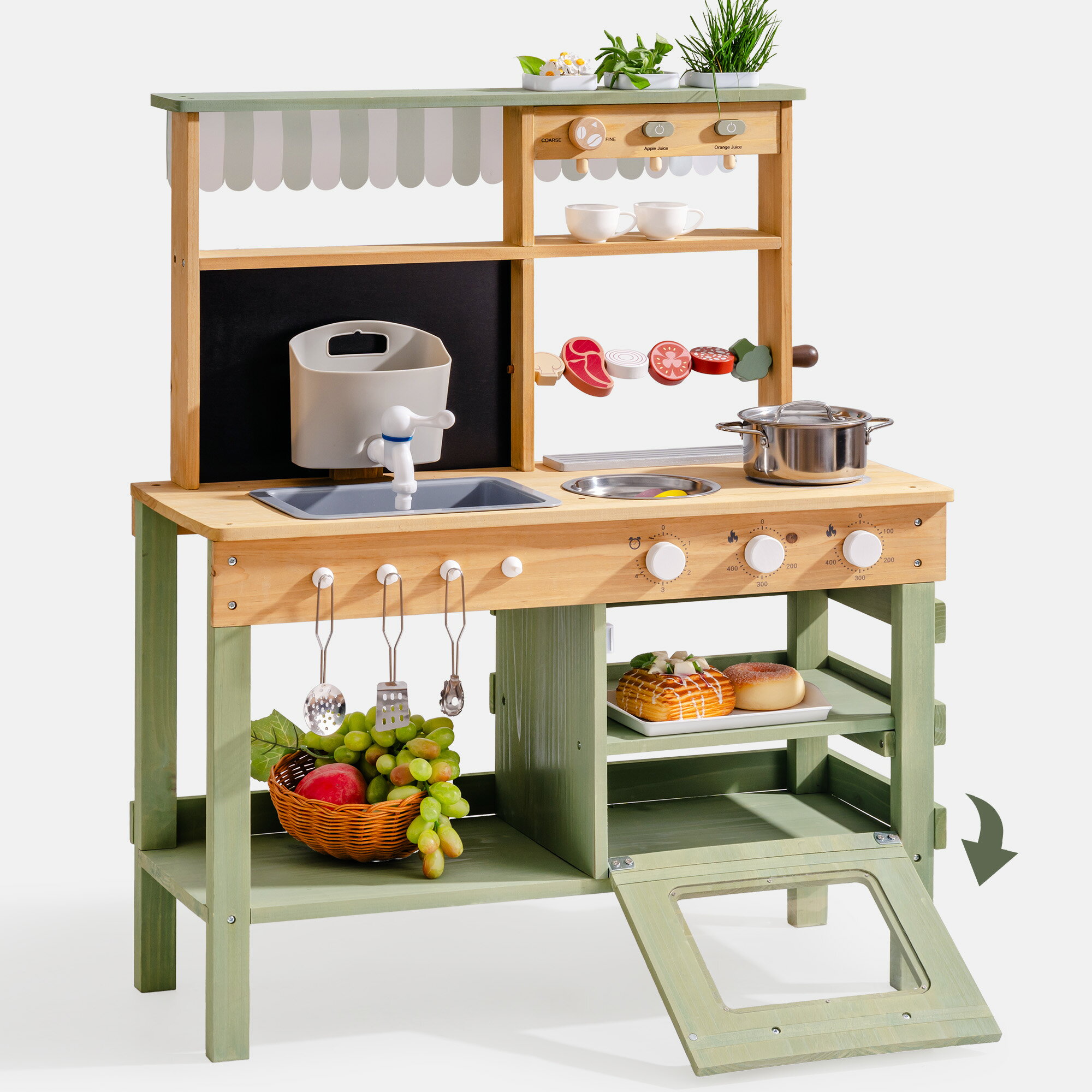 おままごと 木製 おままごと キッチン キッチン ROBUD おもちゃ キッチンセット おもちゃ 子供 ままごと おままごとセット おもちゃ ごっこ遊び ごっこ遊び 料理 調理 台所 知育玩具 ミニキッチン 収納 ギフトボックス付き