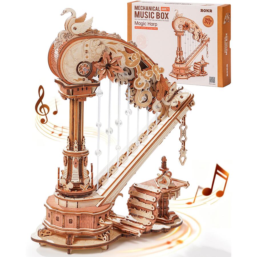 【新品限定価格】【高評価！】立体パズル ピアノ メカニカル オルゴール ROKR 自動再生 電池不要 木製 3D ウッドパズル 工作キット DIY クラフト 組み立て モデル 可動式模型 楽器 暇つぶし 知育玩具 ギフト フィギュア ディスプレイ