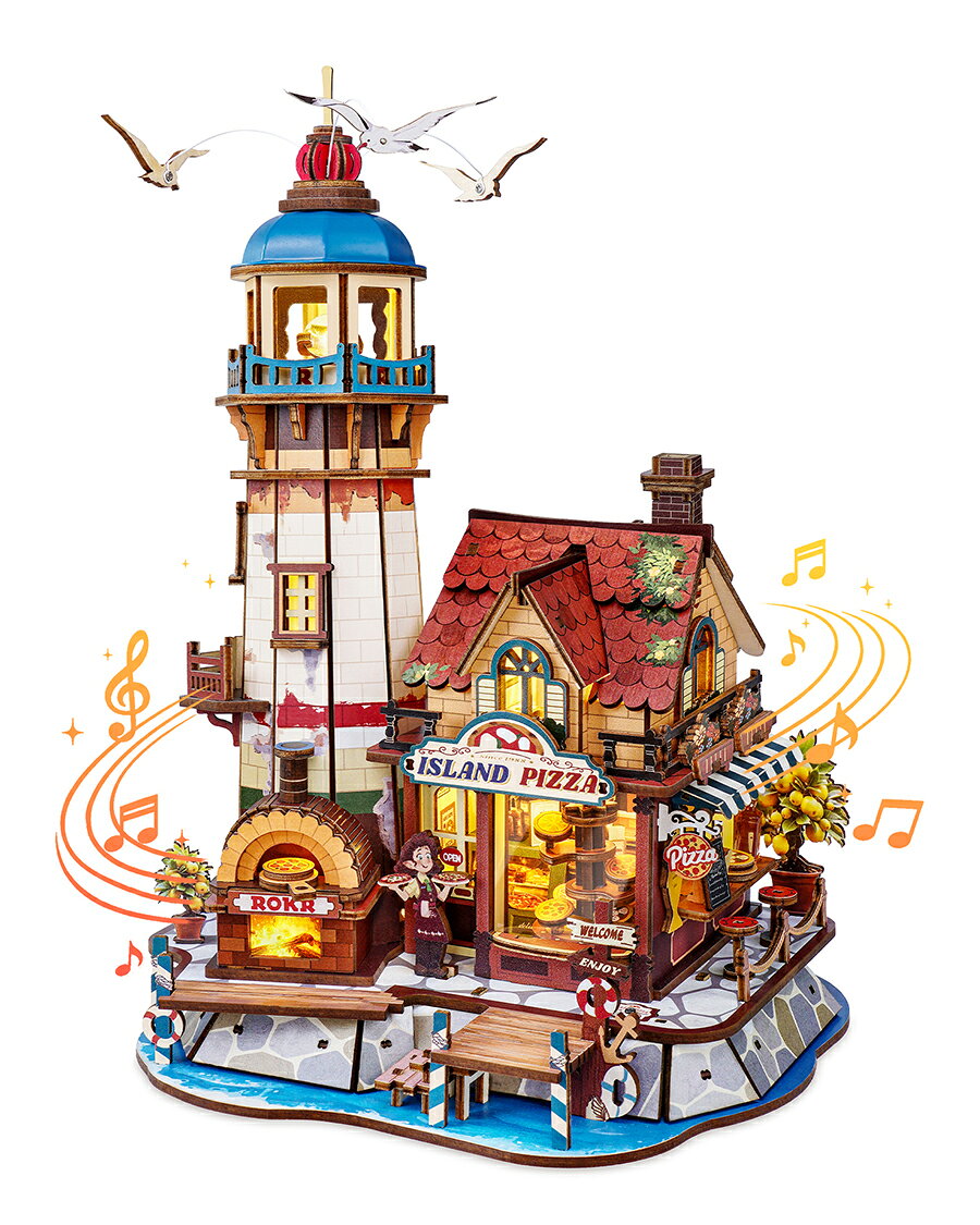 【新登場】ROKR 立体パズル 木製 3D ウッドパズル 光の効果と音楽付き 可動式モデル インテリア装飾 雰囲気作り 玄関 工作キット DIY 組み立て オルゴール 暇つぶし 知育玩具 中学生 大人向け 初心者に最適 誕生日