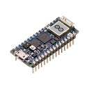 概要 Arduino Nano RP2040 ヘッダ付き接続 コンパクトで豊富な機能 デュアルコア ARM Cortex M0+ Wi-Fi と Bluetooth による IoT 対応 高度なクラウド互換性 オンボードセンサとマイク Arduino Nano RP2040 Connect w/Headers は、 Raspberry Pi RP2040 マイクロコントローラのパワーをシームレスに統合する、コンパクトでありながら機能が豊富な開発ボードです。このデュアルコア ARM Cortex M0+ プロセッサは 133MHzで動作し、264KBのSRAMによって補完され、十分なストレージ容量として外部に追加の16MB のフラッシュ メモリが提供されます。 このボードの際立った機能は、u-blox NINA-W102 無線モジュールが組み込まれているため、堅牢なモノのインターネット &lpar;IoT&rpar; アプリケーションを促進する接続機能です。さらに、このボードはArduino Cloudと完全な互換性があり、高度なクラウドベースの操作が可能です。マイクやモーションセンサなどのオンボードセンサを組み込むことで、創造的で強力なプロジェクトデザインの可能性が広がります。 ボードにはマイクとモーションセンサが含まれており、特定の用途で使用する場合はプライバシーに特別な配慮が必要になる場合があることに注意してください。 仕様 ボード： Nano RP2040 ヘッダで接続 SKU&colon; ABX00053 マイクロコントローラ&colon; Raspberry Pi&reg; RP2040 USBコネクタ：マイクロUSB ピン&colon; 内蔵LEDピン：13 デジタル I/O ピン&colon; 20 アナログ入力ピン&colon; 8 PWMピン&colon;20&lpar;A6、A7を除く&rpar; 外部割り込み数：20（A6、A7を除く） 接続性&colon; Wi-Fi&colon; Nina W102 uBlox モジュール Bluetooth&colon; Nina W102 uBlox モジュール 機密情報保護&colon; ATECC608A-MAHDA-T 暗号化 IC センサ&colon; IMU&colon; LSM6DSOXTR &lpar;6軸&rpar; マイク：MP3DT06JTR コミュニケーション： UART&colon; 有 I2C&colon; 有 SPI&colon; 有 力： 回路動作電圧&colon; 3.3 V 入力電圧 &lpar;VIN&rpar;&colon; 5 ～ 21 V I/O ピンあたりの DC 電流&colon; 4 mA クロック速度&colon; プロセッサ&nbsp;133 MHz メモリ： AT25SF128A-MHB-T&colon; 16 MB フラッシュ IC Nina W102 uBlox モジュール&colon; 448 KB ROM、520 KB SRAM、16 MB フラッシュ 重量：6g 同梱 1 x Arduino Nano RP2040 ヘッダ付き接続 寸法 45 x 18 mm &lpar;長さ x 幅&rpar;