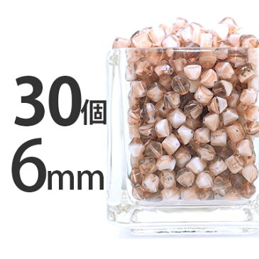 【今だけポイント20倍】チェコビーズ ガラスビーズ 手芸 ビーズ/30個 ナツメ型 6mm×6mm ブラウン/ドロップ しずく スクエア ソロバン パーツ アクセサリー ネックレス ピアス イヤリング ハンドメイド ブラウンマーブル 素材 手作り ヴィンテージ