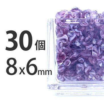 30個 チェコビーズ 8.5mm × 6mm × 4.5mm 紫 パープル クリア クリスタル / ドロップ しずく 雫 ソロバン ビーズ パーツ ガラスビーズ ネックレス ピアス イヤリング 手芸 ハンドメイド アクセサリー 材料 カットガラス パープル × クリスタル