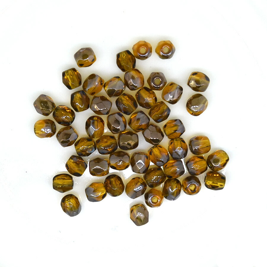 チェコビーズ FP ラウンド 3mm ライトコニャックバレンチニット 50個 パーツ アクセサリー ハンドメイ..