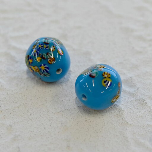 トンボ玉 バロック 約12.5x14.0mm ターコイズ トンボ玉 バロック 約12.5x14.0mm ターコイズ
