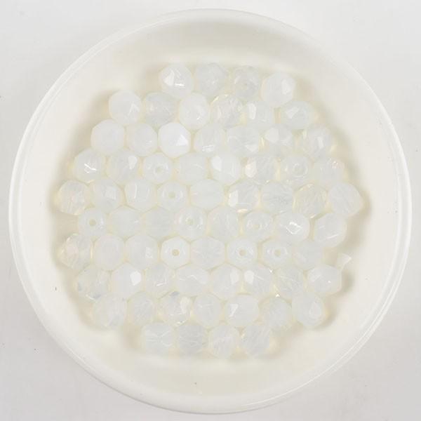 Rakuten - 【期間限定30%OFF】チェコビーズ FP ラウンド ホワイトオパール 約6mm 12個 ファイアポリッシュ 手芸 ビーズ パーツ ガラズビーズ ガラス アクセサリーパーツ ハンドメイドパーツ