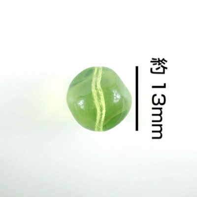 【期間限定30%OFF】チェコビーズ 変形型 13mm 3個 緑 グリーン 丸 変形 ラウンド ...