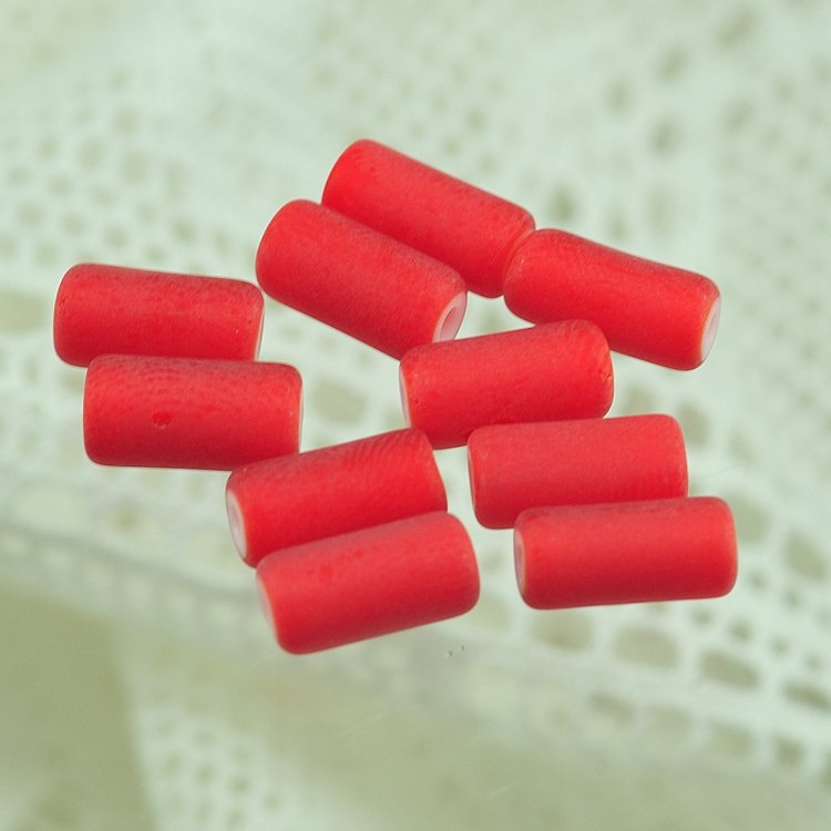 チェコビーズ ローラ 10/5mm レッドホワイトマット シードビーズ/ローラ /10×5mm アクセサリーパーツ ..