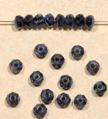 チェコビーズ FP ドーナツ 3 5mm ミッドナイトブルーファイアポリッシュ変形 ドーナツ 3×5mm手芸 ビー..