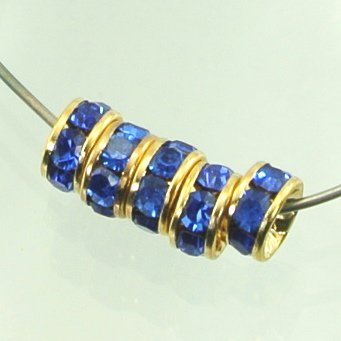 平ロンデル6ミリ サファイア／ゴールド【メタルパーツ/平ロンデル/6mm/アクセサリーパーツ/ハンドメイドパーツ】★