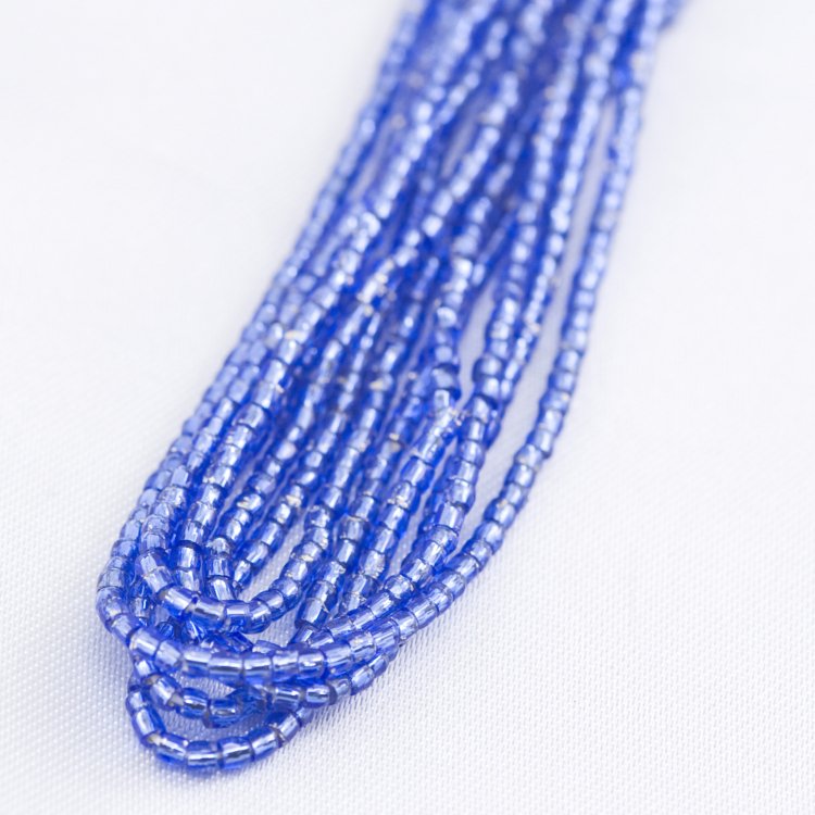 チェコビーズ スリーカットビーズ 12/0 約1.9mm 糸通し サファイアシルバーライン ガラスビーズ パーツ..