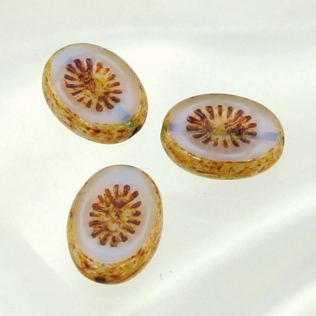 チェコビーズ FP アネモネ 14 10mm ライラックオパールトラバティンファイアポリッシュ変形 アネモネ 1..