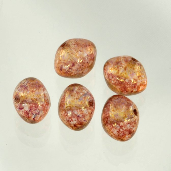 【期間限定50%OFF】チェコビーズ フラットバイコーン8/10ミリ レッドテラコッタ プレストビーズ変形/バ..