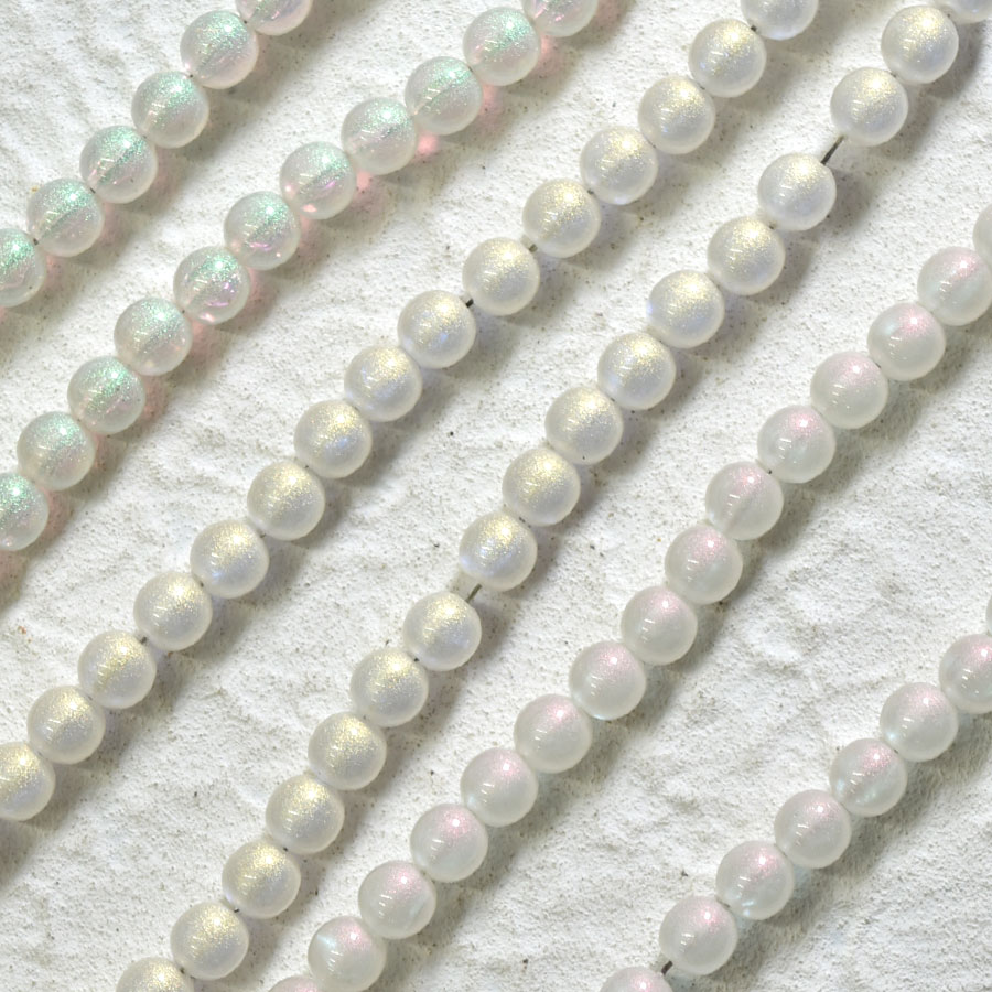 シャボンパール クリスタルベース6mm 1本(約43個) 樹脂パール プラスチックパール イミテーションパール 穴あり レッド/イエロー/グリーン/ブルー/パープル/オレンジ (色をお選びください)ハンドメイド 手芸 ビーズ織り アクセサリーパーツ 材料 素材