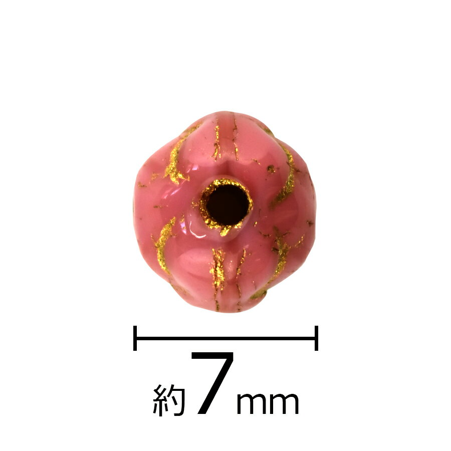 【期間限定50%OFF】ローズ 薔薇 フラワー ピンク×Gライン ピンク系 ピーチ 5個 7mm×7.5mm ハンドメイド 手芸 材料 ピアス ネックレス 素材 手作り チェコガラス ビーズ パーツ チェコビーズ ガラスビーズ アクセサリー