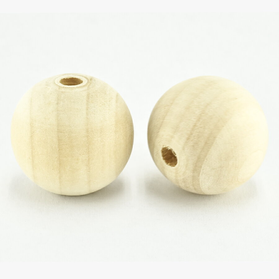 【ビーズ パーツ ウッドビーズ アクセサリー】【1個】ラウンド 天然木 ラウンド 両穴 ナチュラル 茶系 ベージュ 約23mm ハンドメイド 手芸 材料 ネックレス ピアス 素材 手作り