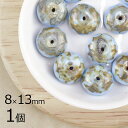 【1個】ボタンカット ボタンカット 円盤 柄入りオパックアクア 青系 ブルー 約8mm×13mm ハンドメイド 手芸 材料 ピアス ネックレス チェコガラス【ビ...