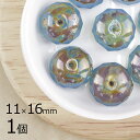 【1個】ボタンカット ボタンカット 円盤 柄入りオパールアクア 青系 ブルー 約11mm×16mm ハンドメイド 手芸 材料 ピアス ネックレス チェコガラス【...