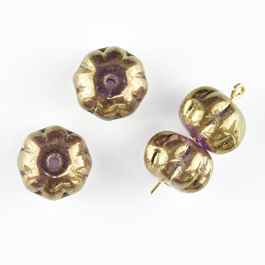 【期間限定50%OFF】【4個】パンプキン カボチャ ゴールド 金系 ゴールド 約11mm ハンドメイド 手芸 材料 ピアス ネックレス チェコガラス ビーズ パーツ チェコビーズ ガラスビーズ アクセサリー