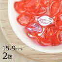 【2個】リーフ リーフ 葉 レッド 赤系 レッド 約15mmx9mm ハンドメイド 手芸 材料 ピアス ネックレス チェコガラス【ビーズ パーツ チェコビーズ ...