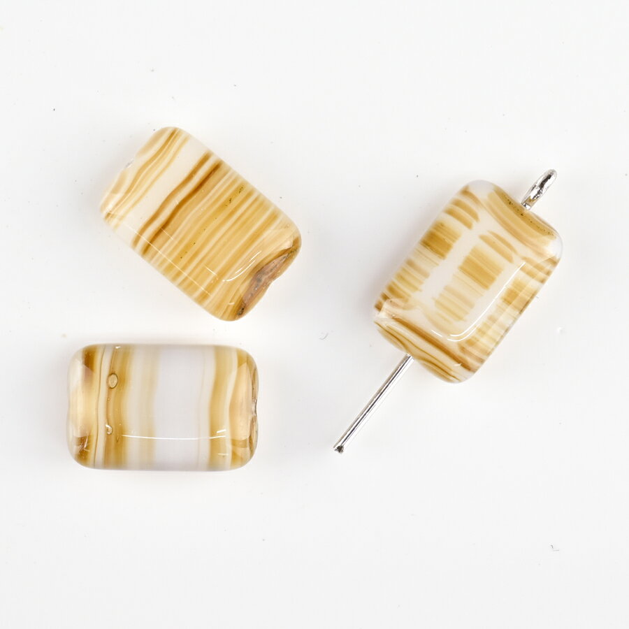 【4個】レクタングル 長方形 ベージュ 茶系 ブラウン 約12mmx8mm ハンドメイド 手芸 材料 ピアス ネックレス チェコガラス【ビーズ パーツ チェコビーズ ガラスビーズ アクセサリー】