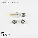 【金具 パーツ アクセサリー】【5ペア】ステンレスキャッチ 金属アレルギーになりにくい サージカルステンレス ピアスパーツは付きません ロジウムカラー 銀系 ハ...