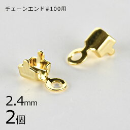 【金具 パーツ アクセサリー】【2個】チェーンエンド 連爪チェーン #100用 ゴールド 金系 約2.4mm ハンドメイド 手芸 手作り 材料 素材