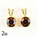 【2個】メタルチャーム 石座 石付 真鍮 ペンダントトップ ゴールド×スモークトパーズ 金系 約12.5×6.8mm ハンドメイド 手芸 手作り 材料 素材【パ...