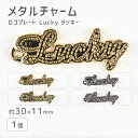 【メタルチャーム ロゴプレート1 Lucky ラッキー 亜鉛合金】【色をお選びください】【1個】【約30×11mm】メタルパーツ ビーズ ハンドメイド 手芸 手...