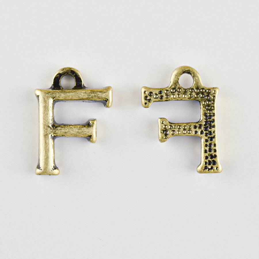 【期間限定50%OFF】【メタルチャーム イニシャルF 亜鉛合金】【色をお選びください】【1個】【約11×8mm】アルファベット ハンドメイド 手芸 手作り 材料 イヤリング【パーツ アクセサリー】