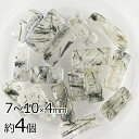 【ビーズ パーツ 半貴石 グリーンルチルクオーツ レクタングル 天然石】【約4個】【グリーンルチルクオーツ】【約7〜10×4mm】 アクセサリー ハンドメイド ...