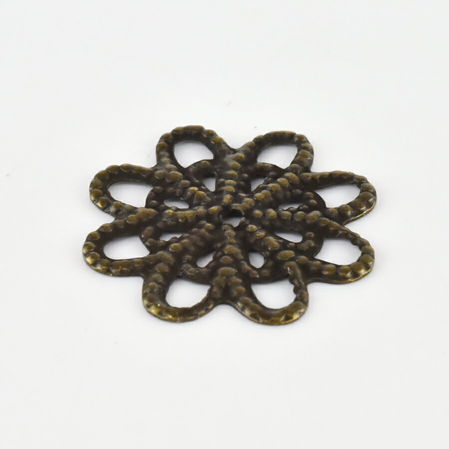 【スカシパーツ 花8弁 真鍮】【2個】【真鍮古美 金系 アンティークゴールド】【約20mm】 ハンドメイド 手芸 手作り 材料 素材【パーツ アクセサリー】