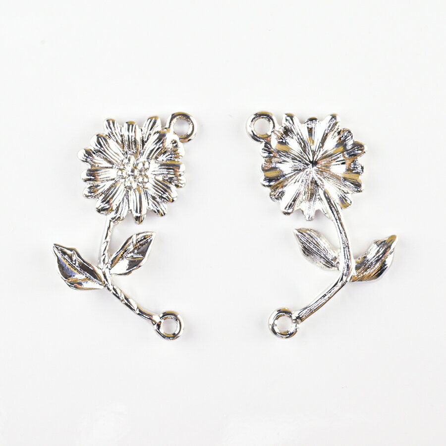 【期間限定50%OFF】【メタルジョイントパーツ フラワー&リーフ 小 亜鉛合金】【1個】【色をお選びください】【約16×26mm】 ハンドメイド 手芸 手作り 材料 素材【パーツ アクセサリー】