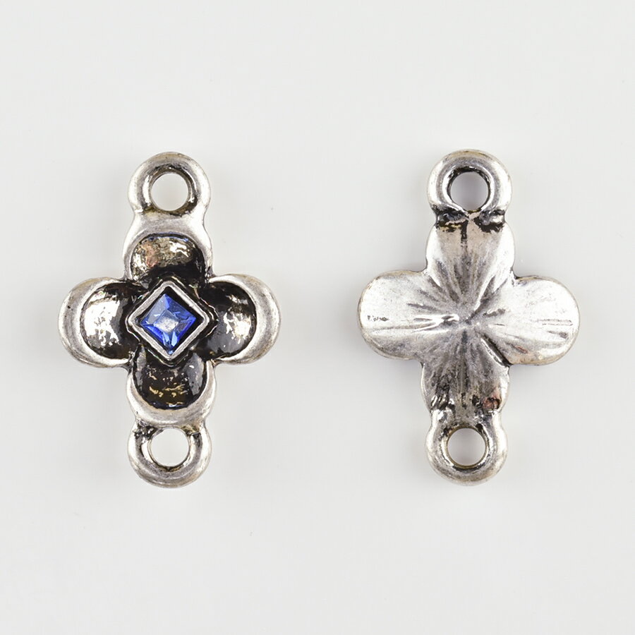 【期間限定50%OFF】【メタルジョイントパーツ フラワー 石付4 花弁 亜鉛合金】【色をお選びください】【1個】【約15×10mm】 ハンドメイド 手芸 手作り 材料 素材【パーツ アクセサリー】