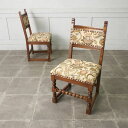 2脚セット 英国 Old Charm ダイニングチェア 無垢材 オーク WOOD BROS 木彫刻 鋲打ち 椅子 クラシック ウッドブロス イギリス IZ848...