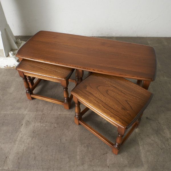 ERCOL ネスト コーヒーテーブル エルム センターテーブル ネストテーブル イギリス アーコール 飾り台 木製 英国 ヴィンテージ IZ89364N