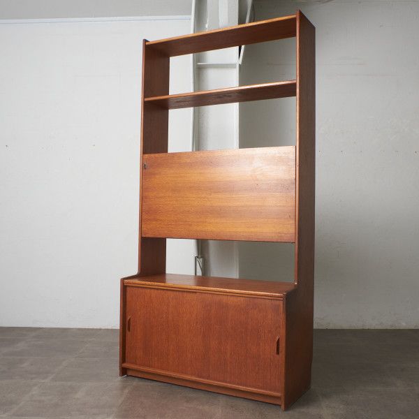 Herbert E. Gibbs ビューロー ブックケース チーク 英国 ヴィンテージ 机 デスク 本棚 薄型 ナロー キ..