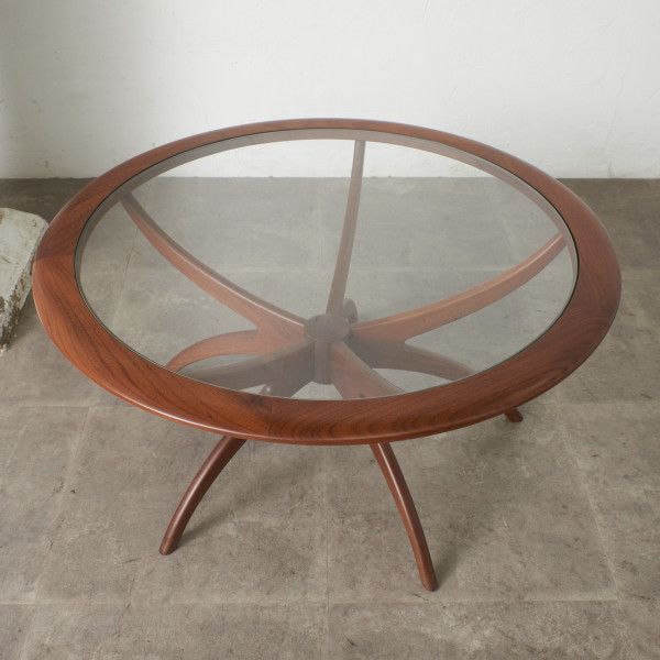 レア G-PLAN スパイダー コーヒーテーブル 英国 ヴィンテージ ラウンド ガラス センターテーブル SPIDER ジープラン イギリス IZ92836N