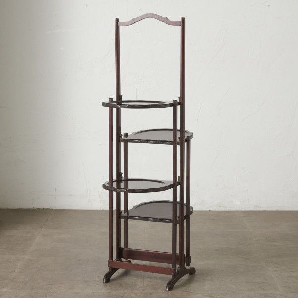 英国 クラシック ケーキスタンド マホガニー 折畳み式 サイドテーブル 飾り棚 ディスプレイ アンティー..