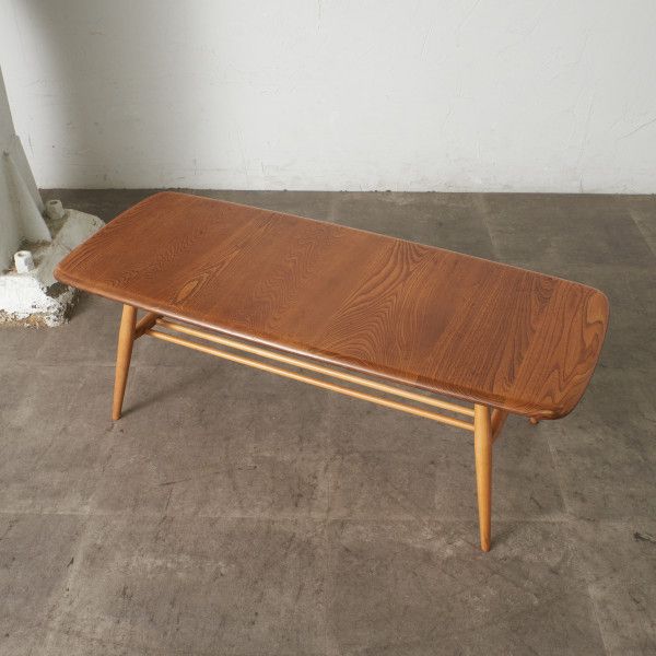 ercol ヴィンテージ コーヒーテーブル 英国 アーコール エルム 無垢材 ラック付き センターテーブル リビングテーブル イギリス IZ92958N